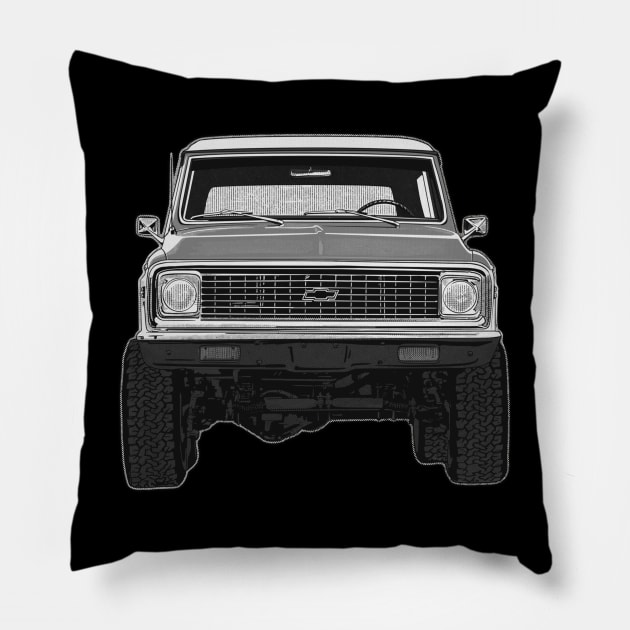 Powered 1972 chevy k10 Pillow by Saturasi