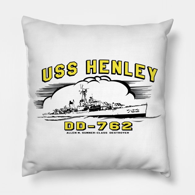 USS Henley   DD-762 Pillow by Illustratorator