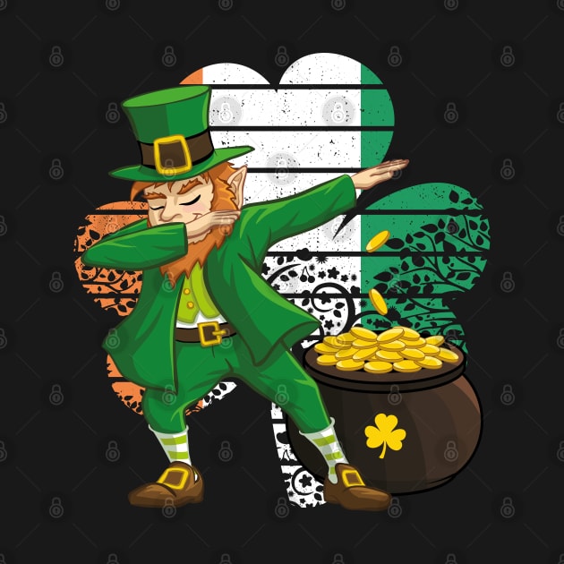 Dabbing Leprechaun St. Patricks Day Vintage Retro Clover Irish Flag by trendingoriginals