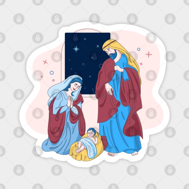 Nativity Scene Illustration Magnet by Mako Design 