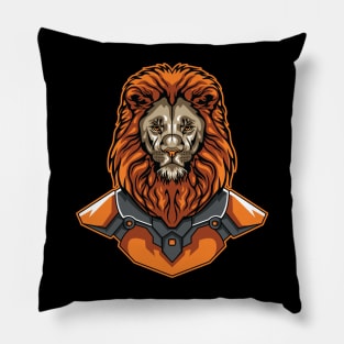 Lion cyborg illustration Pillow