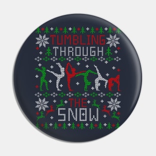 Tumbling Gymnastics Ugly Christmas Sweater Party Shirt Pin