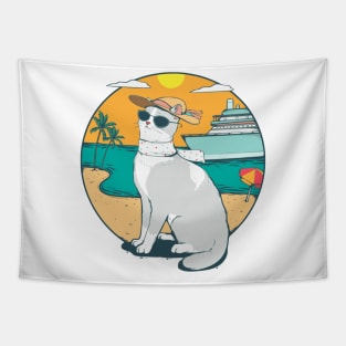 Sassy Cat on the Beach Tapestry