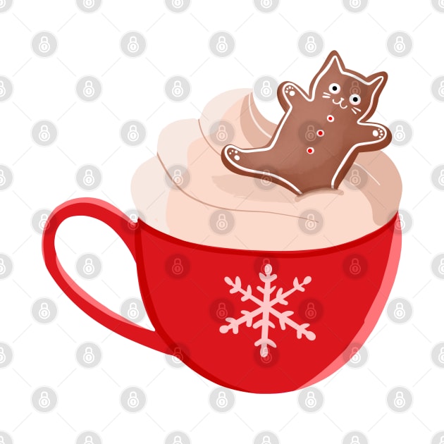 Hot Chocolate and Gingerbread Kitty by KilkennyCat Art