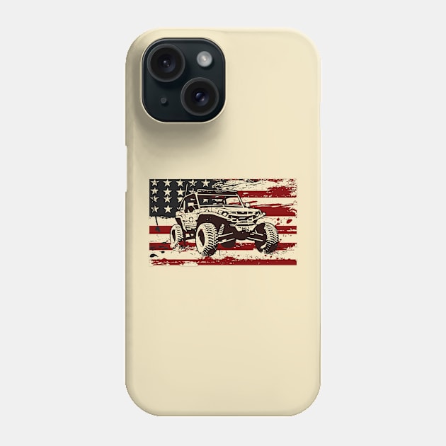 Retro USA Flag Dune Buggy Sand Driver 4x4 Beach rider Baja buggy Offroader Phone Case by RetroZin