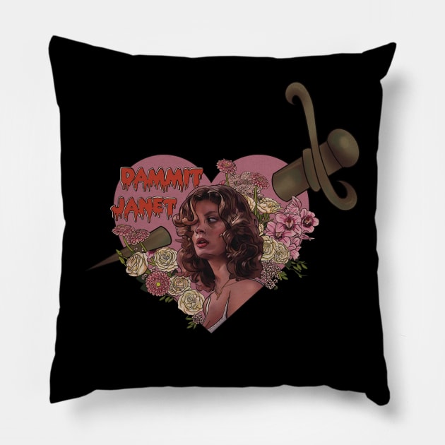 Dammit Janet (Pink Heart) The Rocky Horror Picture Show Pillow by daniasdesigns