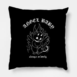 Cat devil angel , baby, lovely , grunge aesthetic Pillow