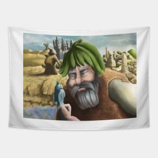 The old man and the bird illustration Tapestry