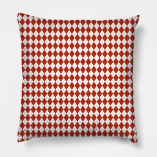 Red and White Argyle Pattern Diamond Checks Pillow