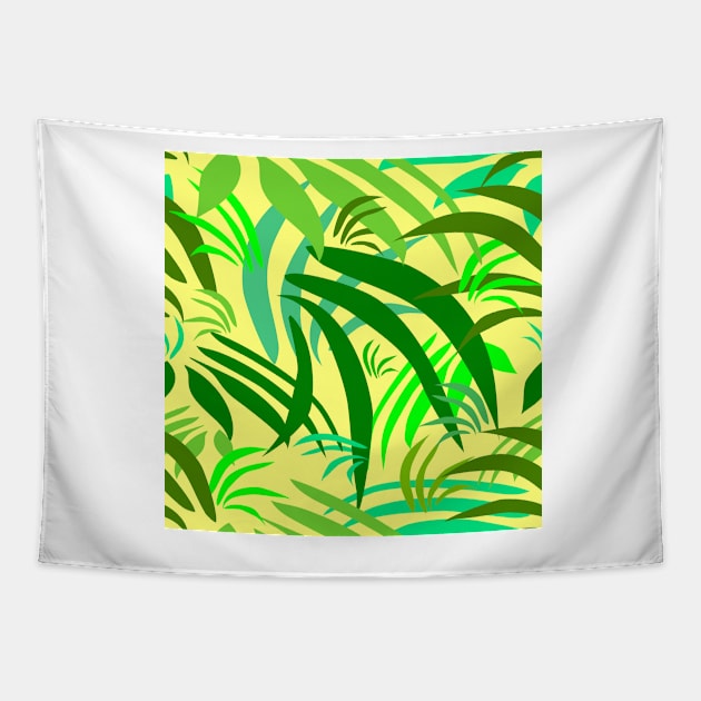 Fronds on Yellow Repeat 5748 Tapestry by ArtticArlo