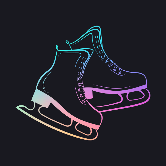 Ice Skates Figure Skating Rainbow by Foxxy Merch