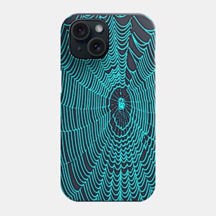 Artistic Halloween Spider Web Cobweb Doodle In Teal Phone Case