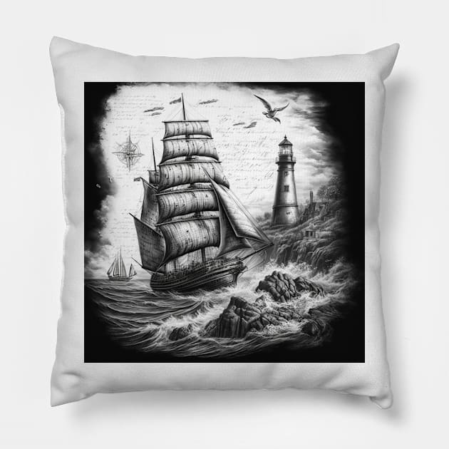 On the high seas VI Pillow by hamptonstyle