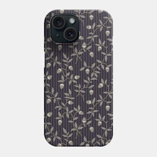 Ornate hazel branches in grey Phone Case