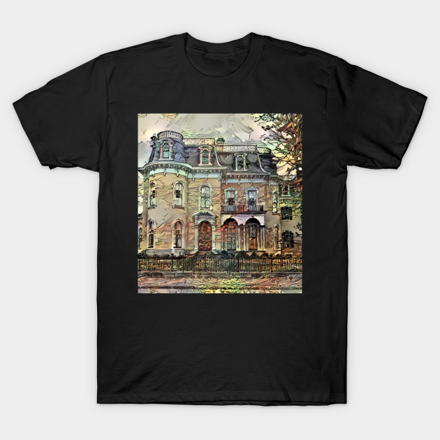 Discover aesthetic classic vintage american mansion home house art painting - Mansion Retro - T-Shirt