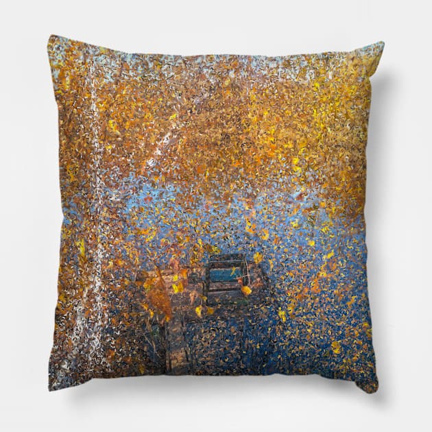 Silence at the Autumn Pond Pillow by AlexMir