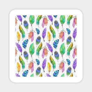 Colorful Fun Doodle Feathers Magnet