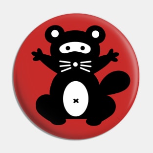 Black & White Ninja Raccoon / Tanuki Pin