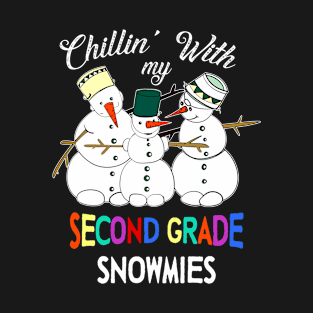 Chillin' With My Second Grade Snowmies Christmas Gift T-Shirt