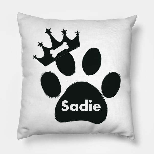 Sadie name made of hand drawn paw prints Pillow by GULSENGUNEL