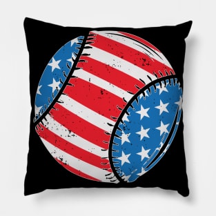 Baseball American Flag 4th Of July Pillow