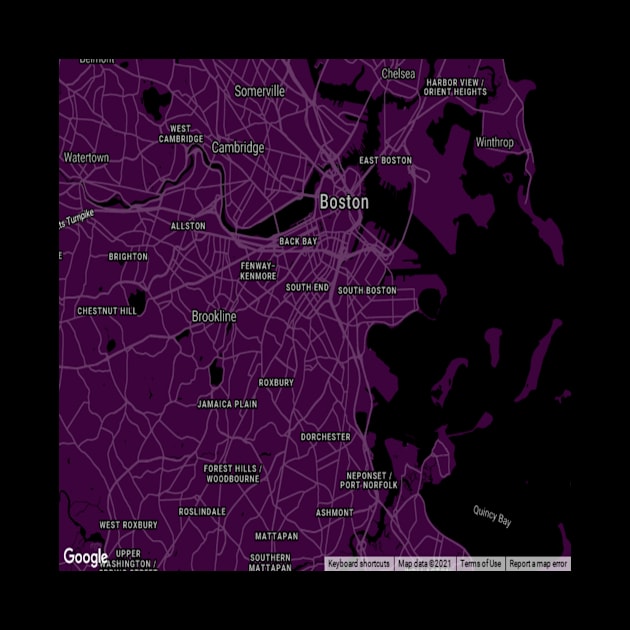 Boston deep purple map by Mapmania