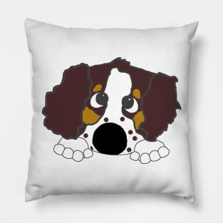 english springer spaniel liver white tan peeking cartoon Pillow