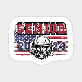 Retro Senior 2024 Football player Student Gift Us Flag Magnet