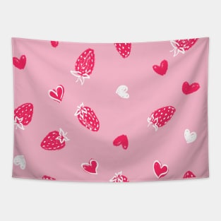 Light Pink Strawberry Love Tapestry