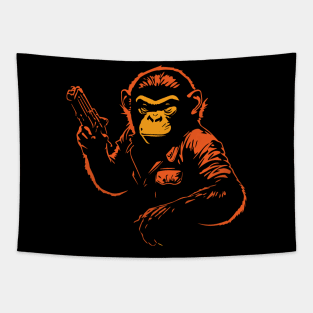 monkey with a gun Tapestry