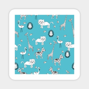 Cute African Animals Pattern Seamless Magnet