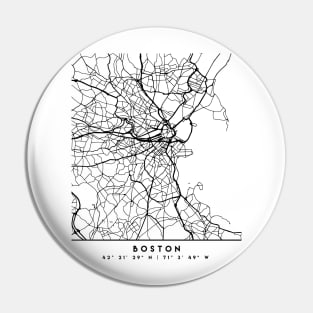 BOSTON MASSACHUSETTS BLACK CITY STREET MAP ART Pin