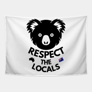 Koala respect the locals black Tapestry