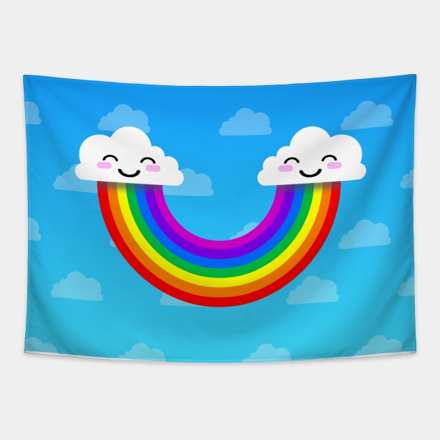 Cute Rainbow Smile Tapestry by robotface