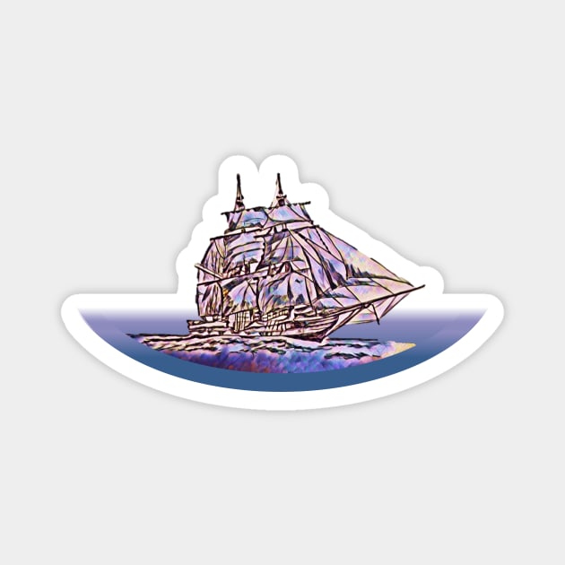 Sailing Ship Purple Magnet by Bubba C.