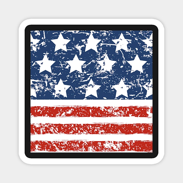 Grunged USA Stars N Stripes Magnet by SpiceTree