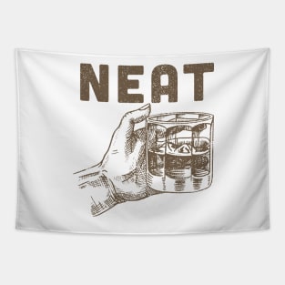 Drink Alcohol Neat, Alcohol lovers, Funny distressed,  Bourbon drinker present, Home bar decor, Gift for him Tapestry