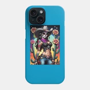 Vaquera - Dia De Los Muertos- Cowgirl Phone Case