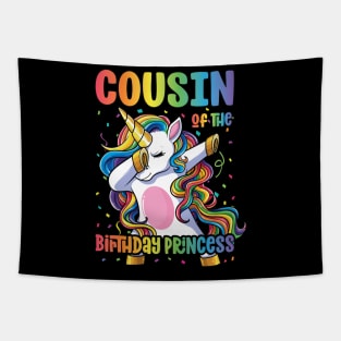 Cousin of the Birthday Princess Dabbing Unicorn Girl Tapestry