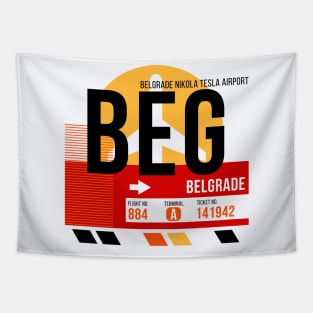 Belgrade (BEG) Airport // Sunset Baggage Tag Tapestry