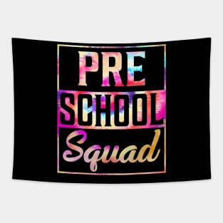 Tie Dye Preschool Squad Teacher First Day Of Back To School Tapestry