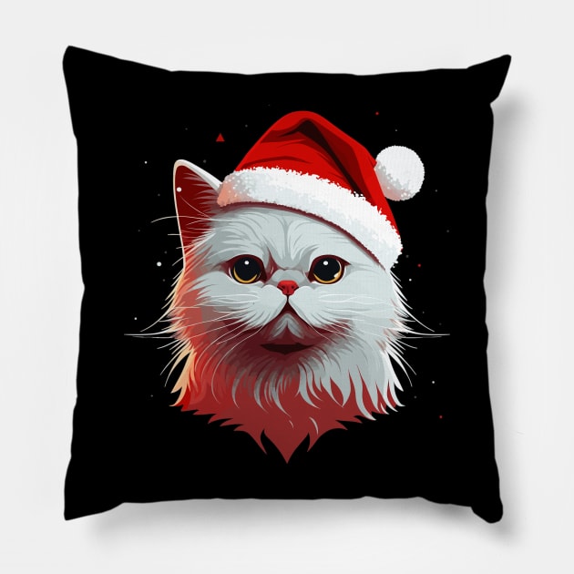 Cute Ugly Christmas Cat Gift Funny Cat Christmas Pillow by KsuAnn