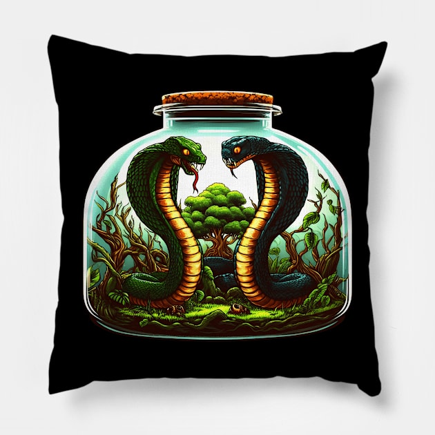 Two King Cobra Pillow by Bentonhio