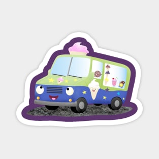 Cute happy ice cream truck cartoon Magnet