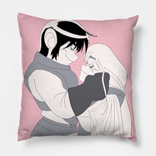 parn and deedlit embracing black and white version Pillow