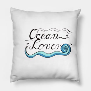 Ocean Lover Hand Lettering Design Pillow