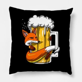 Fox Beer Drinking Party Pillow