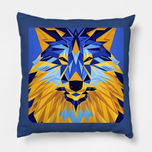 Pop Art Geometric Wolf Face Pillow