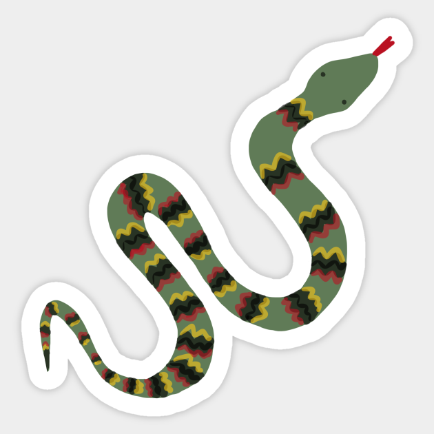 Green Garden Snake Cartoon with Yellow, Red and Black Zig Zag Bands - Snake - Sticker | TeePublic Green Garden Snake Cartoon with Yellow, Red and Black Zig Zag Bands - Snake - Sticker | TeePublic