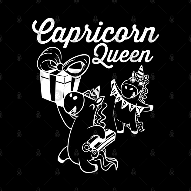 Capricorn Queen Unicorn the January Happy Birthday Zodiac by alcoshirts